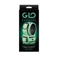 NS NOVELTIES bilincs Glo Bondage Ankle Cuff Green - fekete-fehér színben, sötétben zölden világító, bokára helyezhető