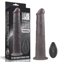 LOVETOY élethű vibrátor 10'' Dual Layered Silicone Rotator Brown - vízálló,letapasztható,forgó móddal,távirányítóval,akkumulátoros,szilikon(25 cm)