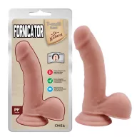 CHISA NOVELTIES élethű dildó Fornicator Flesh - közepes méretű, letapasztható, herékkel, testszínű, vízálló, TPE (19 cm)