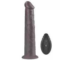 LOVETOY élethű vibrátor 10'' Dual Layered Silicone Rotator Brown - vízálló,letapasztható,forgó móddal,távirányítóval,akkumulátoros,szilikon(25 cm)