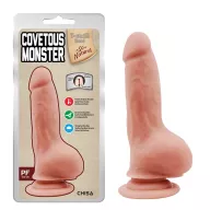 CHISA NOVELTIES élethű dildó Covetous Monster-Flesh - közepes méretű, letapasztható, herékkel, testszínű, vízálló, TPE (20 cm)