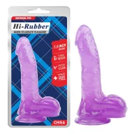 CHISA NOVELTIES élethű dildó 7,5 inch Dildo-Purple - közepes méretű, letapasztható, herékkel, lila színben, vízálló, PVC (19 cm)