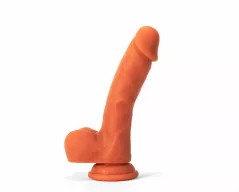 X-MEN hajlított dildó 7.5" Dildo Colours Pleasure Flesh 3 - realisztikus, testszínű, herékkel, letapasztható, vízálló, szilikon ( 19 cm )