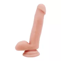 CHISA NOVELTIES élethű dildó Philander-Flesh - közepes méretű, letapasztható, herékkel, testszínű, vízálló, TPE (18 cm)