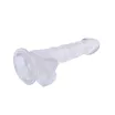 CHISA NOVELTIES élethű dildó 7,7 inch Dildo Clear - közepes méretű, letapasztható, herékkel, áttetsző színben, vízálló, PVC (19,5 cm)