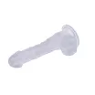 CHISA NOVELTIES élethű dildó 7,7 inch Dildo Clear - közepes méretű, letapasztható, herékkel, áttetsző színben, vízálló, PVC (19,5 cm)