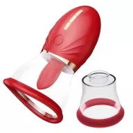 RELOVE rezgő csiklóizgató Adoramar Magic Tongue Pleasure Red (two cups) - dupla stimulálóval, piros színben, vízálló, akkumulátoros