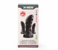 X-MEN fenékdugó Monster Plug 1 S - fekete színben, letapasztható,  PVC, S-méretben 20 cm