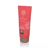 SHIATSU intim síkosító Massage&Glide Gel Strawberry 200 ml - vízbázisú, masszázshoz is, eper illattal, bőrtápláló, óvszerhez és segédeszközhöz is