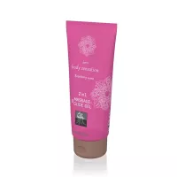 SHIATSU intim síkosító Massage&Glide Gel Raspberry 200 ml - vízbázisú, masszázshoz is, málna illattal, bőrtápláló, óvszerhez és segédeszközhöz is