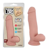 CHISA NOVELTIES élethű dildó Pruriency Lord - Flesh - közepes méretű, letapasztható, herékkel, testszínű, vízálló, TPE (17,5 cm)