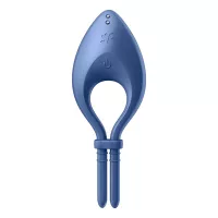 SATISFYER péniszgyűrű Bullseye Blue - világoskék színben, vibrációs funkcióval, okos, vízálló, akkumulátoros, ingyenes applikációval