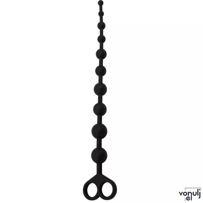 CHISA NOVELTIES anál gyöngysor Boyfriend Beads - fekete színben, vibráció nélküli, rugalmas, vízálló, (30 cm)
