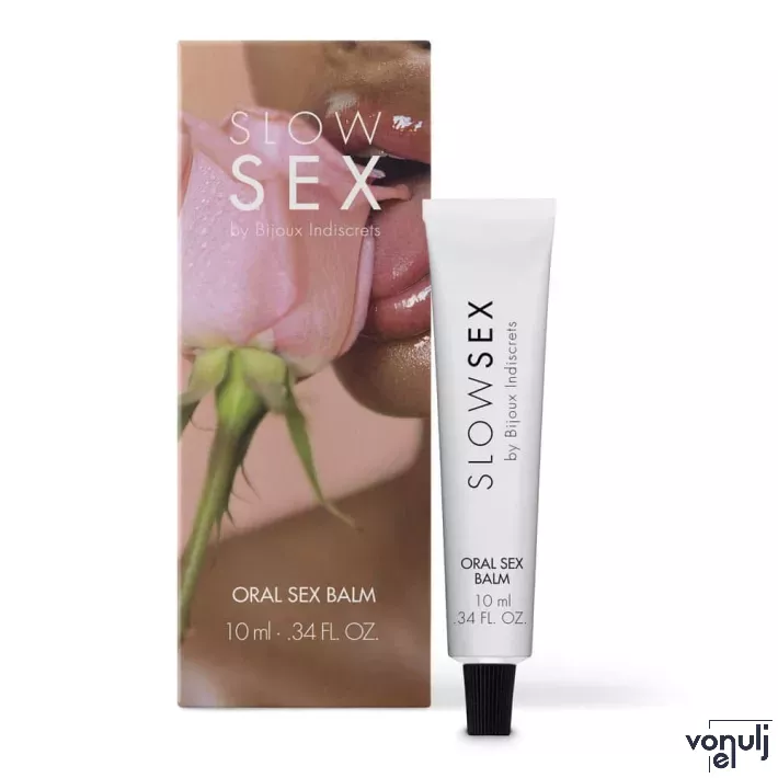 BIJOUX INDISCRETS stimuláló ajakbalzsam Oral Sex Balm 10 ml - orális szexhez, síkosító és hűsítő hatással, kókusz illattal