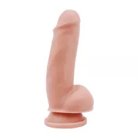 CHISA NOVELTIES élethű dildó Lecher-Flesh - közepes méretű, letapasztható, herékkel, testszínű, vízálló, TPE (18 cm)