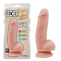 CHISA NOVELTIES élethű dildó Lecher-Flesh - közepes méretű, letapasztható, herékkel, testszínű, vízálló, TPE (18 cm)