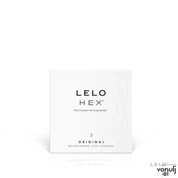 LELO óvszer Hex Condoms Original 3 Pack - latex, extra vékony, stimuláló felszínnel, síkosított, 3 db