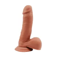 CHISA NOVELTIES élethű dildó Fornicator Latin - közepes méretű, letapasztható, herékkel, sötét testszínű, vízálló, TPE (19 cm)