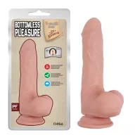 CHISA NOVELTIES élethű dildó Bottomless Pleasure-Flesh - nagy méretű, letapasztható, herékkel, testszínű, vízálló, TPE (20 cm)