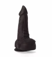 X-MEN nonfiguratív dildó 8.5" Dildo Colours Pleasure Black 5 - szilikon, fekete színben, herékkel, hajlítható, letapasztható, vízálló, 21 cm