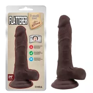 CHISA NOVELTIES élethű dildó Flatterer Brown - közepes méretű, letapasztható, herékkel, barna testszínű, vízálló, TPE (18,6 cm)