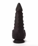 X-MEN nonfiguratív dildó 8.5" Dildo Colours Pleasure Black 5 - szilikon, fekete színben, herékkel, hajlítható, letapasztható, vízálló, 21 cm