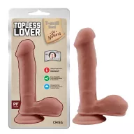 CHISA NOVELTIES élethű dildó Topless Lover-Flesh - közepes méretű, letapasztható, herékkel, testszínű, vízálló, TPE (19,2 cm)