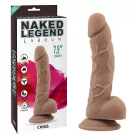 CHISA NOVELTIES élethű dildó 7.9 inch Labour-Brown - közepes méretű, herékkel, letapasztható, szilikon ( 20 cm )