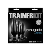 RENEGADE análszett Pleasure Plug 3 pc Trainer Kit - fekete színben, 3 különböző fenékdugó, vízálló, letapasztható, TPE