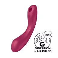 SATISFYER csiklóizgatós vibrátor Curvy Trinity 1 Red - bordó színben, behelyezhető, g-pontos, vízálló, akkumulátoros