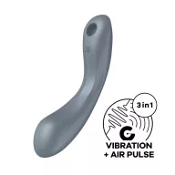 SATISFYER csiklóizgatós vibrátor Curvy Trinity 1 Bluegrey - szürke színben, behelyezhető, g-pontos, vízálló, akkumulátoros