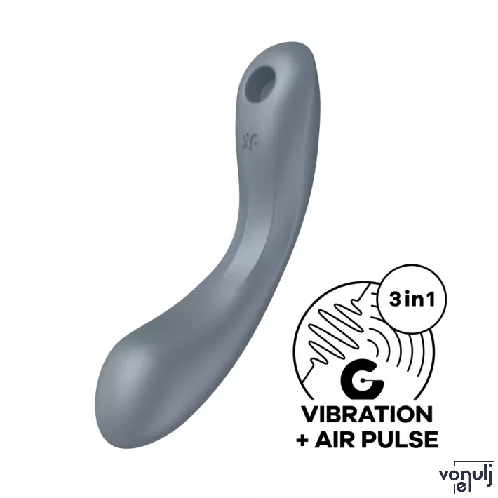 SATISFYER csiklóizgatós vibrátor Curvy Trinity 1 Bluegrey - szürke színben, behelyezhető, g-pontos, vízálló, akkumulátoros