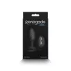 Renegade fenékdugó Alpine Black - fekete színben, vibrációs funkcióval, stimuláló felszínnel, vízálló, távirányítóval, akkumulátoros