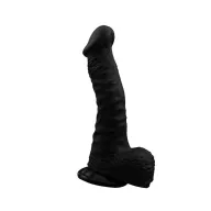 CHISA NOVELTIES élethű dildó Politician-Black - közepes méretű, letapasztható, herékkel, fekete színben, vízálló, szilikon (19,5 cm)