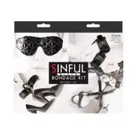 NS NOVELTIES kötöző szett Sinful Bondage Kit Black - kötöző, szemmaszk, bokabilincs, csuklóbilincs, fekete színben