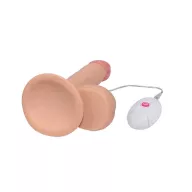 LOVETOY élethű vibrátor 7.5" The Ultra Soft Dude Vibrating -  vízálló, herékkel, távirányítóval, tapadókoronggal, elemes, szilikon(19 cm)