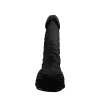 CHISA NOVELTIES élethű dildó Politician-Black - közepes méretű, letapasztható, herékkel, fekete színben, vízálló, szilikon (19,5 cm)