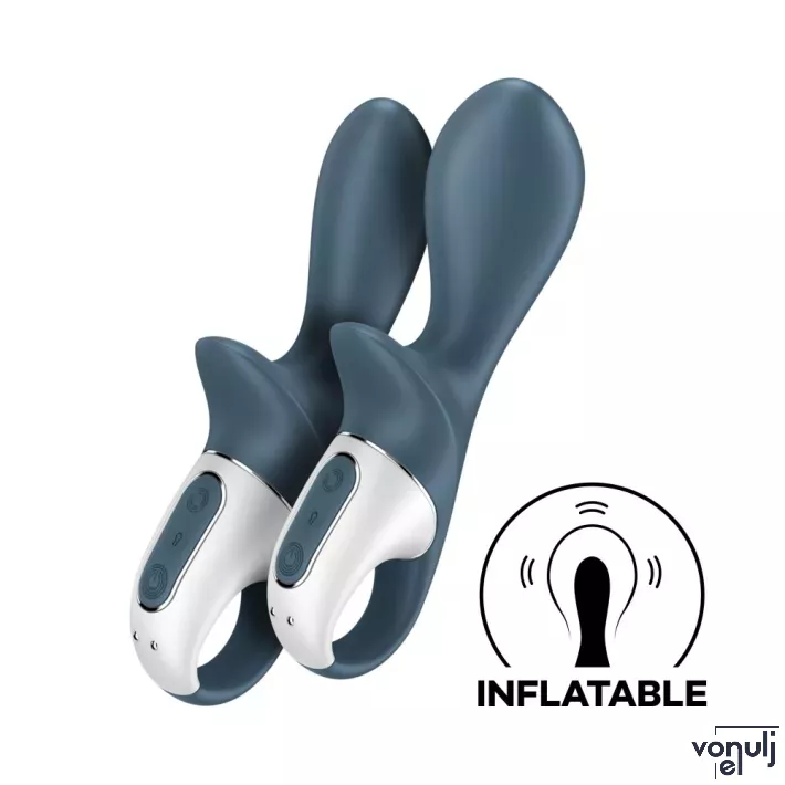 SATISFYER anál vibrátor Air Pump Booty 2 Dark Grey - szürke színben, felfújható szárral, akkumulátoros, vízálló