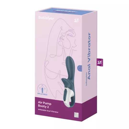 SATISFYER anál vibrátor Air Pump Booty 2 Dark Grey - szürke színben, felfújható szárral, akkumulátoros, vízálló