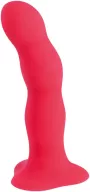 FUN FACTORY nonfiguratív dildó Bouncer Shake Stub - szilikon, piros színben, hajlított, bordás, g-pontos, letapasztható, vízálló, 18 cm