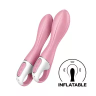 SATISFYER G-pont vibrátor Air Pump Vibrator 2 Light Red - rózsaszín színben, felfújható szárral, fogógyűrűs, vízálló, akkumulátoros