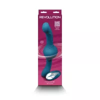 NS NOVELTIES G-pont vibrátor Revolution Tsunami Teal - türkiz színben, kétvégű, ívelt kialakítású, távirányítóval, akkumulátoros