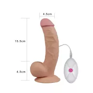 LOVETOY élethű vibrátor 8.5" The Ultra Soft Dude -  vízálló, herékkel, távirányítóval, tapadókoronggal, elemes, szilikon (21 cm)