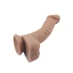 CHISA NOVELTIES élethű dildó Politician-Brown - közepes méretű, letapasztható, herékkel, sötét testszínű, vízálló, szilikon (19,5 cm)