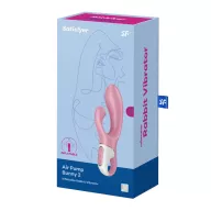 SATISFYER csiklóizgatós vibrátor Air Pump Bunny 2 Light Red - rózsaszín színben, felfújható szárral, vízálló, akkumulátoros