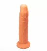 X-MEN élethű dildó Geoff's 10" Cock Flesh - Közepes méretű, herék nélkül, letapasztható, világos, PVC (25 cm)