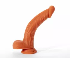 X-MEN hajlított dildó 7.9" Silicone Dildo Flesh - realisztikus, testszínű, herékkel, letapasztható, vízálló, szilikon ( 20 cm )