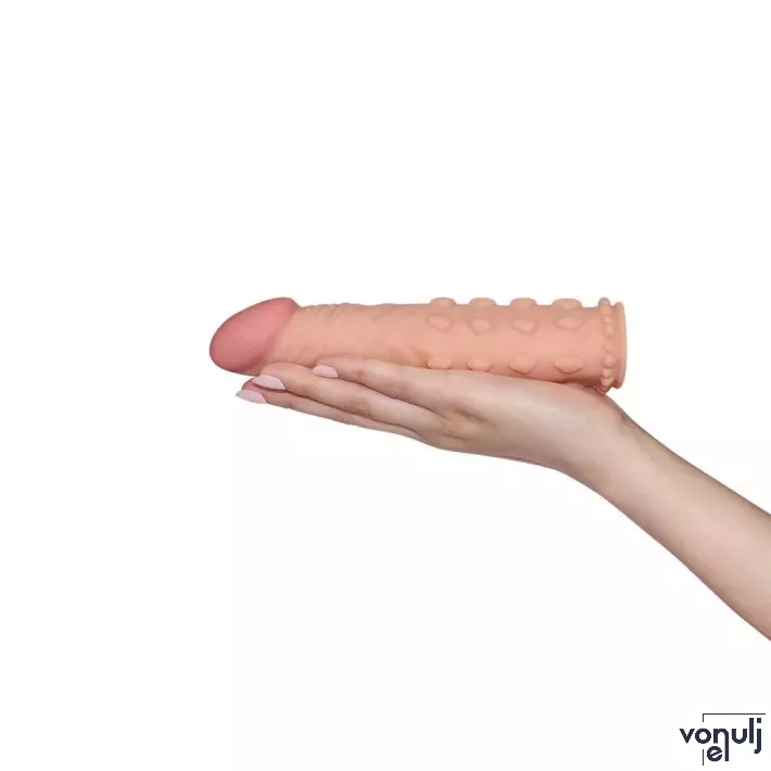 LOVETOY péniszöpeny Pleasure X-Tender Penis Sleeve Flesh 2 - realisztikus, testszínű, vízálló, (18 cm)