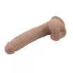 CHISA NOVELTIES élethű dildó Boss-Brown - nagy méretű, letapasztható, herékkel, sötét testszínű, vízálló, szilikon (20,5 cm)