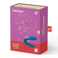 SATISFYER párvibrátor Double Whale - kék színben, vízálló, akkumulátoros